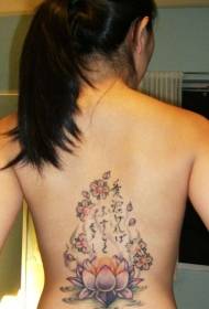 indietro carino loto buddista e modello di tatuaggio del personaggio