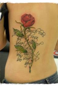 zurück Gedenk Rose und Buchstaben Tattoo-Muster