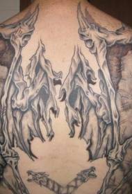 демо крила леђа тетоважа узорак 76420 - Узорак коња за леђа и ратника пламена