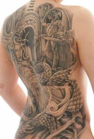 Tebek Ancient Greek Mythology Theme Character Black and White Tattoo Patroon
