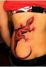 terug aquarel stijl rode gecko tattoo patroon