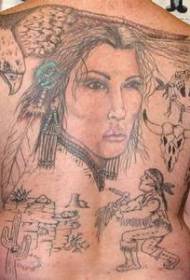 Atpakaļ meitene un ērglis un Indijas tetovējums modelis