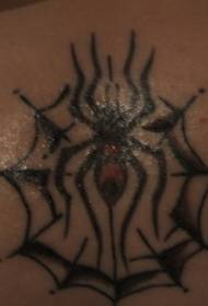 Μέση μαύρη αράχνη ιστού με κόκκινο μοτίβο τατουάζ αράχνη