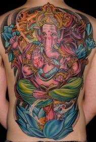 atzera koloretsua Indian Ganesha elefante jainkoaren tatuaje eredua