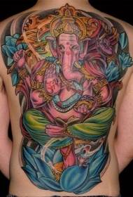 modello tatuaggio colorato elefante indiano Ganesha dio