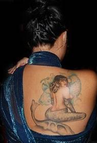 ryggfärgad sjöjungfru tatuering mönster