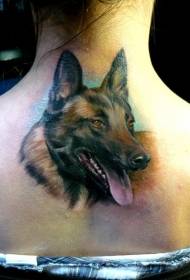 back German Shepherd hlooho ea tattoo mokhoa