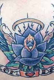 назад стара школа ластівка квітка і лист татуювання візерунок