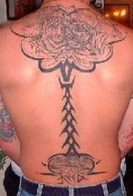 Rücken Tiger und Stammes-Tattoo-Muster