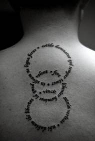 disegno del tatuaggio monogramma arrotondato dietro