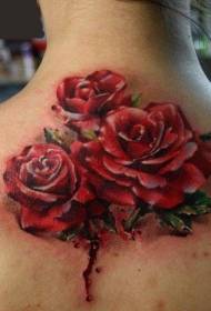 zurück ein Bouquet von wunderschönen roten Rose Tattoo