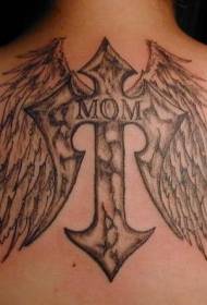 zadní černý kříž a tetování křídla vzor