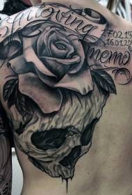 back leta commemorative rose letter and skull tattoo pattern