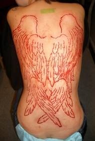 cailín ar ais gearrtha patrún tattoo mór sciatháin