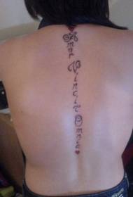 девојче назад буква симбол шема во форма на тетоважа