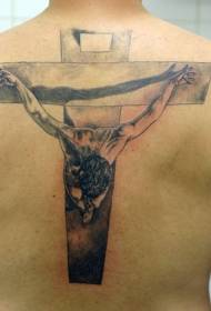 Back Jesus and Cross Tattoo Pattern