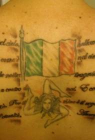 परत इटालियन ध्वज आणि वर्ण टॅटू नमुना