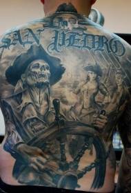 Натраг узорак пиратске капетанске тетоваже
