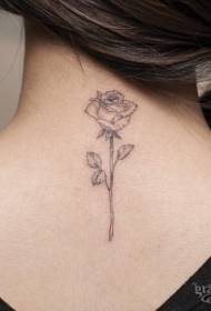 рамена њежна, блиједо црна линија, узорак тетоваже ружа