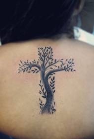 Modello divertente tatuaggio nero semplice grande albero posteriore