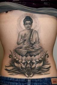 πίσω ρεαλιστική διαλογισμό μοτίβο τατουάζ του Βούδα