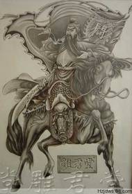 Guan Yu tetovací materiál na koni