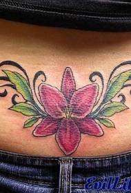 djevojka leđa u boji cvjetni list tetovaža uzorak