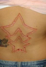 Modello di tatuaggio pentagramma carne taglio posteriore
