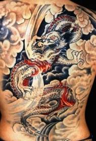 povratak kineskog uzorka tetovaže zmaja i oblaka
