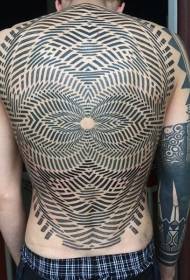 full rygg otroligt svartvitt hypnotiskt dekorativt tatueringsmönster