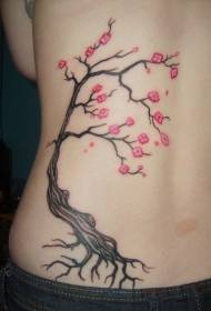 다시 컬러 벚꽃 문신 패턴
