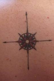 z tyłu kolorowy wzór tatuażu Arrow Compass