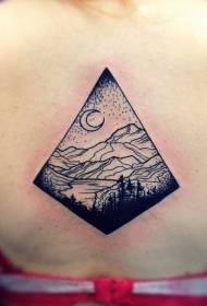 terug Prachtig ontworpen driehoekig landschap tattoo-patroon