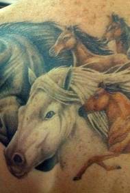 Grupo traseiro de debuxos pintados de cabalos