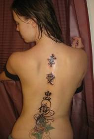 tornar caràcters xinès d'estil xinès i patró de tatuatge de rosa
