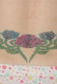 талія червоний і синій кольорові троянди лоза татуювання візерунок