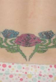 pasu rdeča in modra Barvni vzorec tatoo rose rose