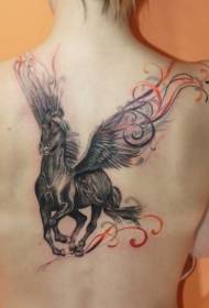 nyuma nzuri Pegasus Vine muundo wa tattoo