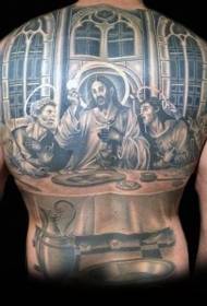 Esquena religiosa patró de retrat de final de tatuatge