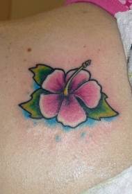 Volver lindo pequeño patrón de tatuaje de flor hawaiana rosa