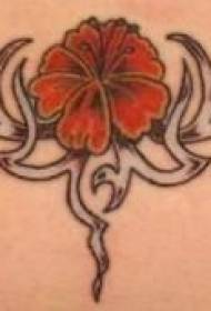 talie frumos model roșu tatuaj floare