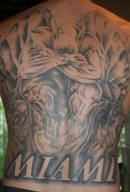 modello di tatuaggio gargoyle di grande area posteriore
