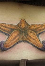 back yellow starfish star tattoo pattern