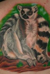 modello realistico tatuaggio lemure colorate posteriore