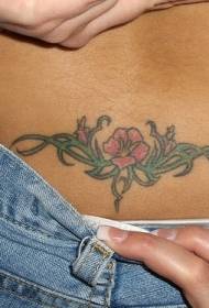 indietro fiori rossi e motivo tatuaggio a vite