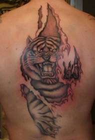 back tiger and skin tear tattoo pattern
