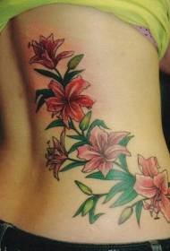 nugaros ir juosmens spalvos Havajų gėlių tatuiruotės modelis