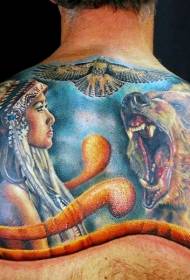 Πίσω είναι πραγματικά όμορφη ινδική γυναίκα με μοτίβο τατουάζ φέρουν αετό τατουάζ
