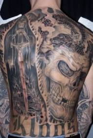 Back Death Theme Art Tattoo Pattern