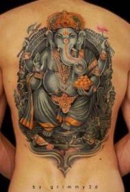 позадинско обојен индијски узорак тетоваже бога слона